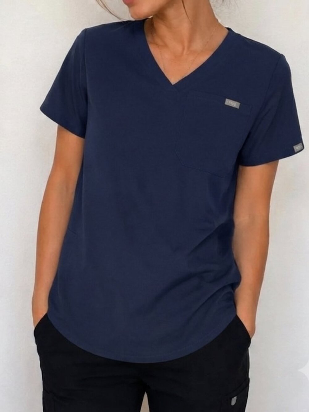 FIGS Navy Blue Women’s Scrub Top Small Technical Collection V-Neck Workwear